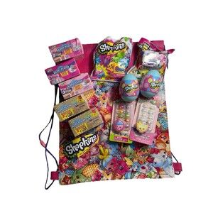 Shopkins HAPPY PLACES Blind Bags Box Eggs Press On Nails Book Bag Charm 13pc LOT